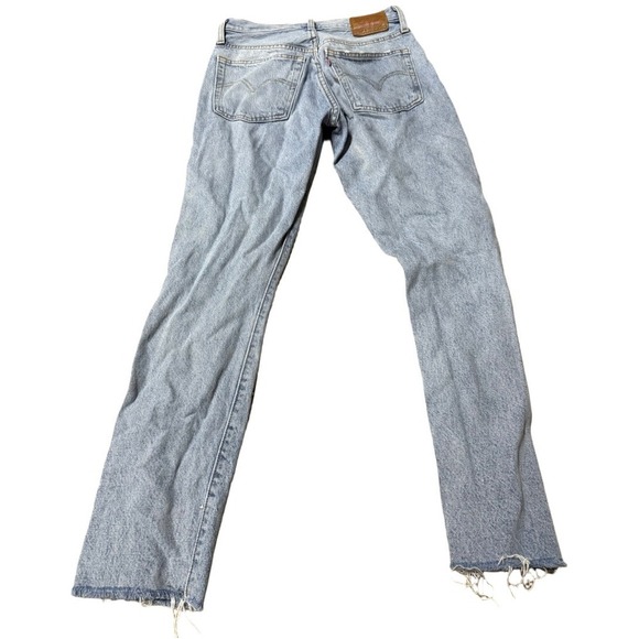 Levi 501 Straight Leg Rhinestone Grunge 25 Short 28 Inch Inseam Stars Light Wash - Picture 2 of 10